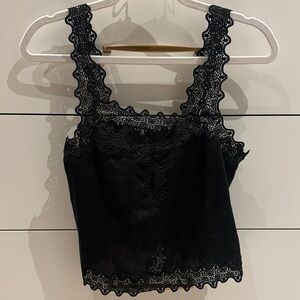 J.Crew Black Lace Detail Top